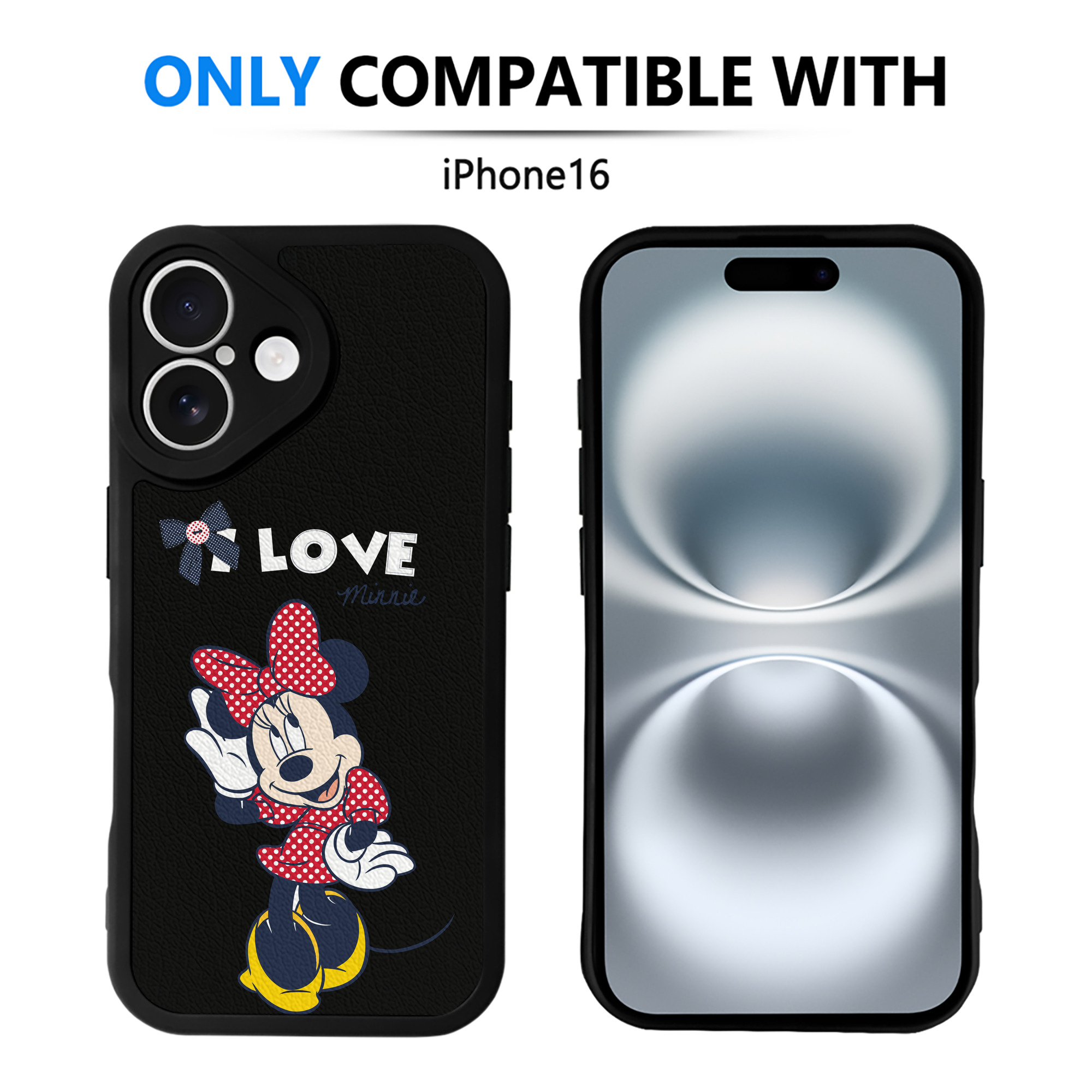 （画像用） ミッキーマウス Mickey Mouse 【iPhone 16シリーズ対応】シリコンスマホケース（レザー調） 材質：シリコン